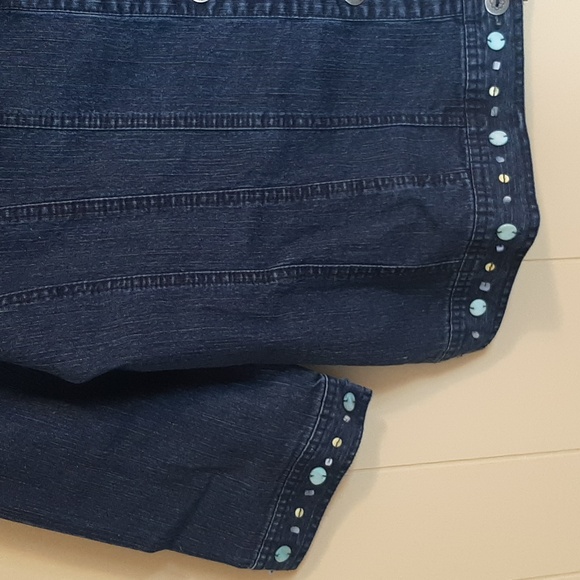 Alfred Dunner Women's Size 14 Dark Blue Denium Jean Jacket with Butterfly Accent - Picture 6 of 13